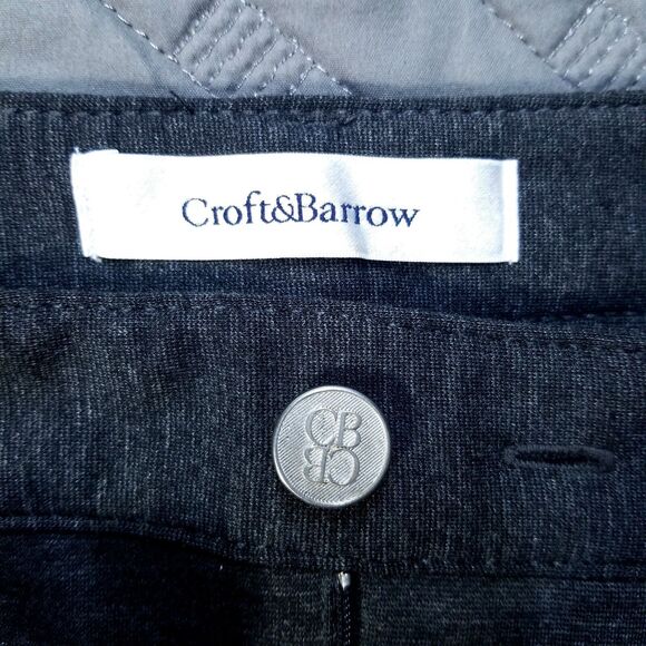 Croft Barrow Dress Pants Womens 12 Black Petite Stretch Flat Front Straight Dark - Picture 7 of 10